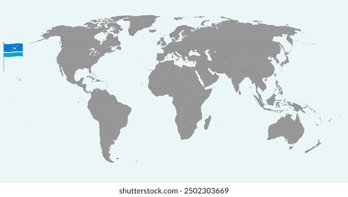 Pin map with Midway Atoll flag on world map. Vector illustration.