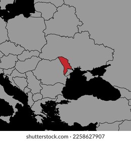 Pin map with Moldova flag on world map. Vector illustration.