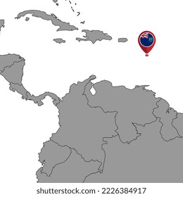 Mapa con la bandera de Montserrat en el mapa del mundo. Ilustración vectorial.