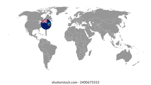 Mapa con la bandera de Montserrat en el mapa del mundo. Ilustración vectorial.