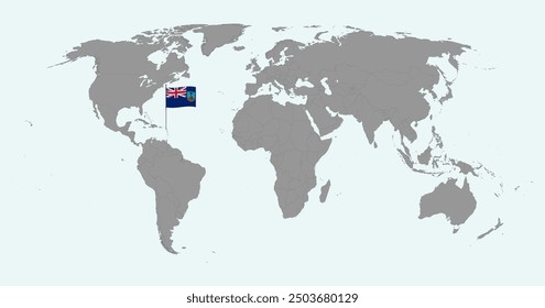 Fijar el mapa con la bandera de Montserrat en el mapa mundial. Ilustración vectorial.
