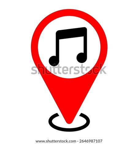 Pin map music store clip art for graphic resources. Pin map location red colour vector illustration isolated on white background