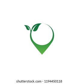 Pin map natural logo icon design template vector