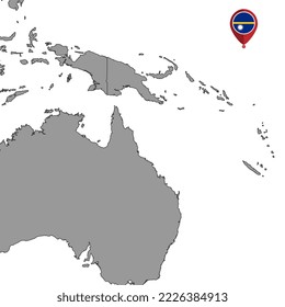 Pin map with Nauru flag on world map. Vector illustration.