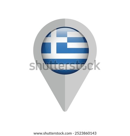 Pin map navigation flag of Greece isolated on white. Vector illustration