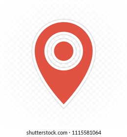Pin map navigation icon. Location pin sign isolated on transparent background. Map pins in flat design style. Maps pointer. Vector EPS 10.