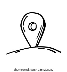 pin map navigation lineart vector illustration icon design template with doodle hand drawn style