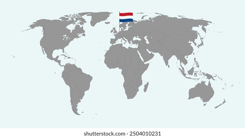 Pin map with Netherlands flag on world map. Vector illustration.