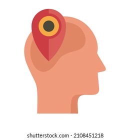 Icono de neuromercadotecnia de mapa de pines. Ilustración plana del icono del vector de neuromercadotecnia del mapa del pin aislado en fondo blanco