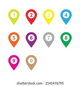 pin map numbers icon vector