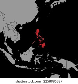 Pin map with Philippines flag on world map. Vector illustration.