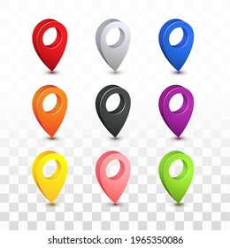 pin map place location 3d icons collection set gps map pins place location destination signs navigation white transparant background