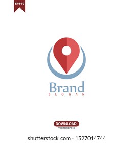 Pin map place location icon combine circle, Vector logo illustration with modern flat design on background for your unique location pin marker, pointer, destination label element design