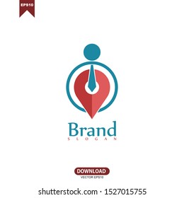 Pin map place location icon combine tie, Vector logo illustration with modern flat design on background for your unique location pin marker, pointer, destination label element design