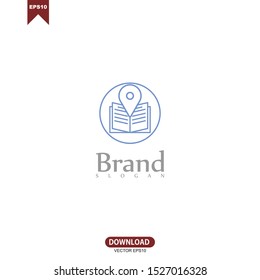 Pin map place location icon combine book, Vector logo illustration with modern flat design on background for your unique location pin marker, pointer, destination label element design