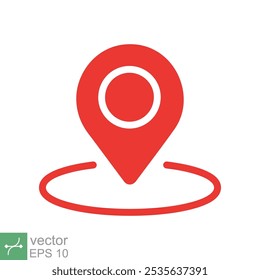 Pin map place location icon. Simple flat style. Geo marker, minimal, label, travel, road, tag, mark navigation, map concept. Vector illustration isolated on white background. EPS 10.