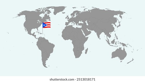 Pin map with Puerto Rico flag on world map. Vector illustration.