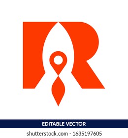 pin map + Rocket logo icon modern flat design