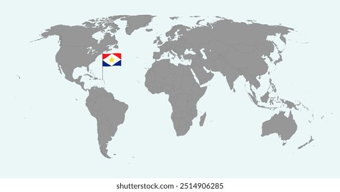 Pin map with Saba flag on world map. Vector illustration.