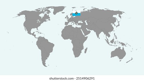 Pin map with San Marino flag on world map. Vector illustration.