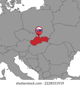 Pin map with Slovakia flag on world map. Vector illustration.