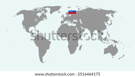 Pin map with Slovenia flag on world map. Vector illustration.