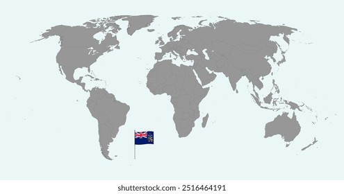 Pin map with South Georgia and the South Sandwich Islands flag on world map.