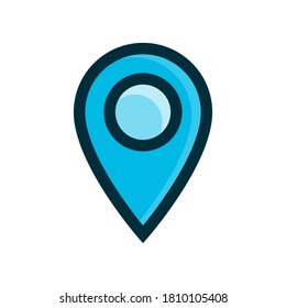 símbolo de mapa pin icono azul ilustración vectorial aislada en fondo blanco