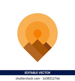 pin map symbol with mountain logo vector