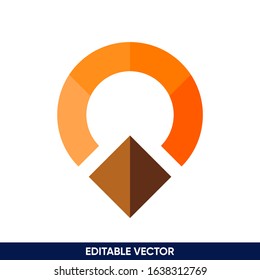 pin map symbol with mountain logo vector