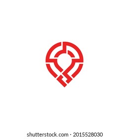 Pin map symbol simple geometric tech lines logo icon sign design. Vector illustration