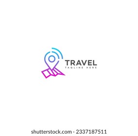 logotipo de aplicación de viaje de asignación de pines Diseño de plantilla Vector