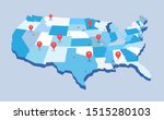 Pin map of the United state of America. Vector illustration