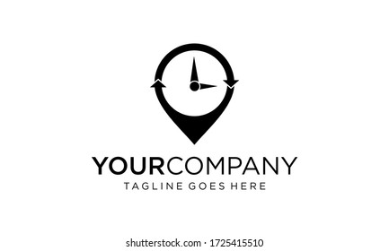 Pin map and watch for logo design vector editable	
