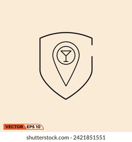 Mapas de pines diseño de icono de café vector gráfico de plantilla, signo y símbolo