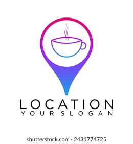 pin maps coffee cup logo, location design vector