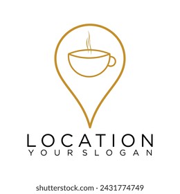 pin maps coffee cup logo, location design vector