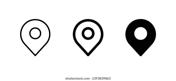 Pin maps icon set vector, outline icon vector for web and mobile apps