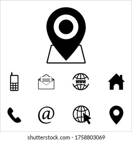 Pin Maps Location with Business card contact information icons