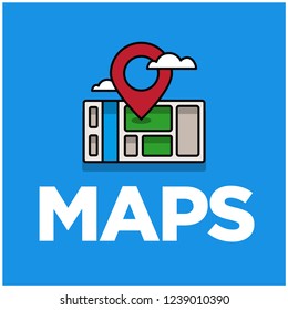 Pin with Maps Vector Illustration