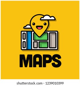 Pin with Maps Vector Illustration