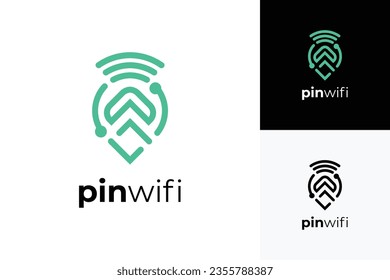 Diseño de logotipo wifi de mapas de pines