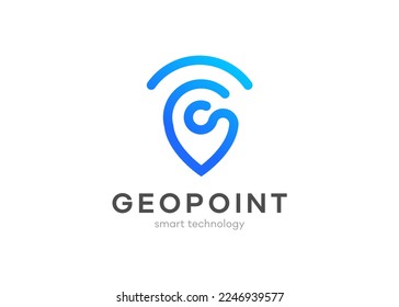 pin mark Logo Geo point location map navigation app minimal line art concept | vector graphic illustration