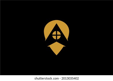 Marca de pin y vector de diseño del logotipo del icono norte. Mapa el símbolo de la señal del hogar.