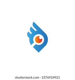Pin mark wing fast icon logo vector image