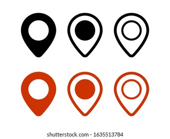 Pin Marker Map Location Icons Vector Set Isolated on White