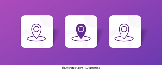 pin market navigation location pixel perfect icon set bundle in line, solid, glyph, 3d gradient style