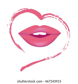 pin matte lipstick lips heart vector