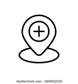 Pin (Medical) icon outline vector. Isolated on white background