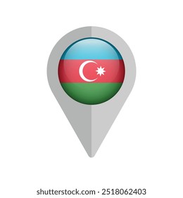 Icono de bandera de navegación pin de Azerbaiyán. Vector